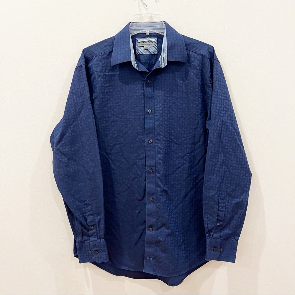 Johnston Murphy Shirt Mens Large Long Sleeve Flip Cuff Button Up Tailored Fit